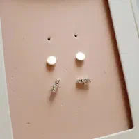 گوشواره نقره دوتایی مینیمال و کیوت