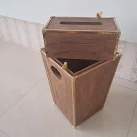 سطل زباله وجا دستمالی چوبی