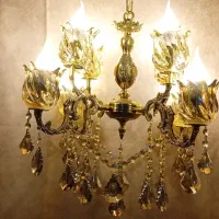 لوستر برنجی برنزی ۴شاخه هشت شعله|لوستر و چراغ آویز|اراک, |دیوار