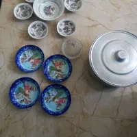 فنجان گل پنبه نو، نعلبکی نو، دیس، سه تیکه انتیک|ظروف سرو و پذیرایی|اردبیل, |دیوار