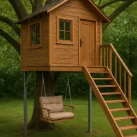 خانه درختی چوبی با اسکلت فلزی