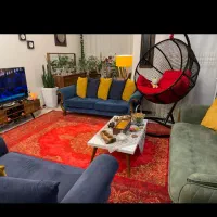 مبلمان۷ نفره چوب  سرمه ای زرد در حدنو  شیک و زیبا|مبلمان خانگی و میز عسلی|کرج, گوهردشت|دیوار