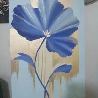 تابلو نقاشی  گل آبی سبک تکسچر