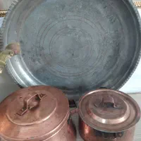 دو عدد قابلامه مسی ویک سینی مسی قدیمی