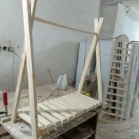 تخت کودک کلبه مونته تمام چوب|تخت و صندلی بچه|نسیمشهر, |دیوار