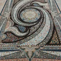 فرش امیرزاده 2تخته فرش ۱۲متری هفتصدشانه سرمه ای