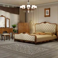 سرویس خواب تماما چوب راش طرح فرانسوی سه گل