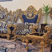 مبل ۹نفره باچهار عددمیز و۶عددکوسن ویک جلومبلی|مبلمان خانگی و میز عسلی|باقرشهر, |دیوار