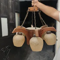 ۳عدد لوستر چوبی ۶شاخه کارکرده