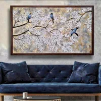 تابلو نقاشی طرح *گنجشک های آبی*