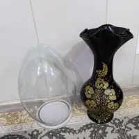 گلدان شیشه ای مشکی و بلوری