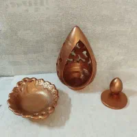 جا شمعی سفالی رنگ متالیک