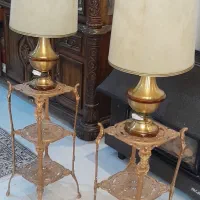 دوعدد آباژور وپایه برنجی قدیمی