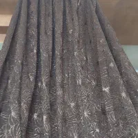 یالان پرده مخمل طلا کوب پر چین کاملا نو