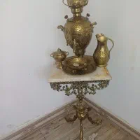 سماور ذغالی برنز ۶لیتری نو با میز برنز