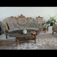 مبلمان ۹ نفره چوب راش طلا کوبی شده