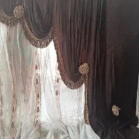 ۲عدد پرده جنس لمه ترک  همراه با یالان پرده ریشی