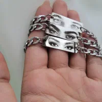 دستبند چارم گردنبند حک چهره استیل رنگ ثابتن