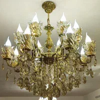 لوستر 16 شعله برنجی پرکار و سنگین تولیدی رستمی|لوستر و چراغ آویز|زنجان, |دیوار