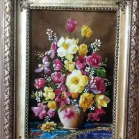 تابلو گل میلان کد 12 دستبافت و ابریشم دار