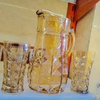 پارچ لیوان عسلی و طلائی حراجی رنگ ثابت