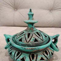 شکلات خوری ویک جفت جاشمعی سفال طرح انتیک پتینه