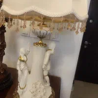 چراغ آباژور رومیزی جفت چینی برنز ترک وارداتی
