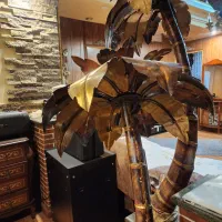 یه جفت آباژور نخل قدیمی مسی خالص