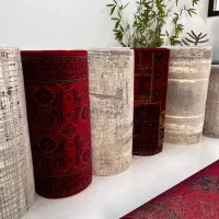 کناره برشی فرش مدرن طوسی و قرمز