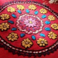 رومیزی پته گرد قرمز|پرده، رانر، رومیزی|کرمان, |دیوار