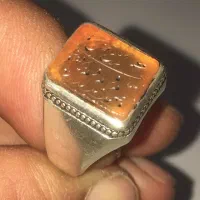 انگشتر نقره رکاب دست یمن پرتقالی خط سوره توحید قلم