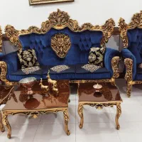 مبل سلطنتی تمام چوب راش تمام ورق طلا اصل