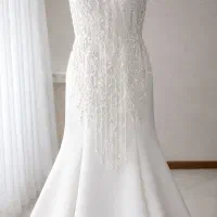 لباس عروس ماهی لاکچری دو دامنه  سنگدوزی کامل