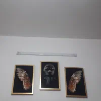 تابلو سه تیکه دکوراتیو زن سیاه پوست و بال فرشته