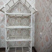 جا گلدانی و قفسه (حصیری و ام دی اف سبک)