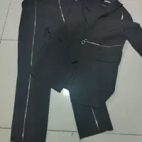 کت شلوار زیپ دار مجلسی مشکی وکرمی