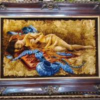 تابلو فرش دستباف تبریز دختر جواهر فروش ۸۵×۱۱۵