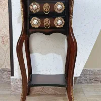 میز تلفن چوبی کلاسیک دو کشو