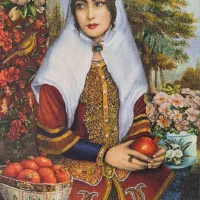 فرش دستباف دختر قاجار مارکدار استاد مرتضوی