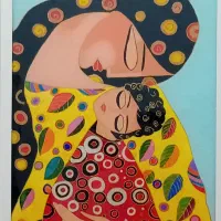 تابلو ویترای مادر و کودک