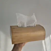 ست جعبه دستمال و سطل زباله چوبی