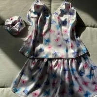 ست لباس خواب ساتن ست تاپ شلوارک ساتن|لباس|باغستان, |دیوار