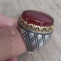 انگشتر نقره با نگین عقیق سرخ خراسانی