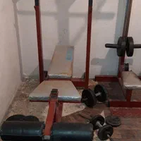 دستگاه بدنسازی به همراه دمبل و میله هالتر و وزنه|تجهیزات ورزشی|اصفهان, جویباره|دیوار