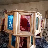 لوستر چوبی سنتی رنگی 8ضلعی