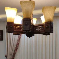 لوستر چوبی ۴ شعله + ۶ شعله