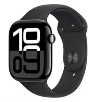 اپل واچ سری ۱۰ سایز ۴۶ جت بلک با بند سیلیکون مشکی