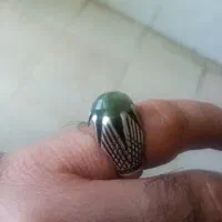 انگشتر نقره با سنگ  زمرد زامبیا معدنی