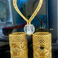 سینی چای خوری طلاکوب ۱۲نفره با ست چاقو چنگال|ظروف سرو و پذیرایی|شیراز, باغ تخت|دیوار