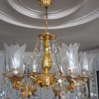 لوستر برنجی ۷شعله|لوستر و چراغ آویز|فردیس, ثابتی|دیوار